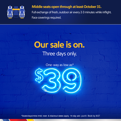 Three Days of WOW! Southwest Airlines Announces Three-Day $39 Wow Sale for Your Next Adventure