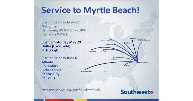 Myrtle Beach is one of 17 new Stations Southwest has announced since the start of 2020.