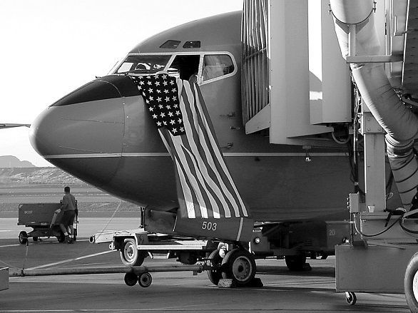 After parking the aircraft Safely at a Phoenix gate in the days following the 9/11 attacks, Southwest Captain Paul Doehring demonstrated his patriotism by proudly unfurling an American flag from his flight deck window. This 48-star flag was full of meaning for Captain Doehring as it once rested atop the coffin of his uncle, a World War II veteran. This heartwarming gesture was appreciated by Southwest Employees and Customers as well as other airline employees alike.