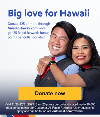 Southwest Celebrates Giving Tuesday with Give Big Hawaii