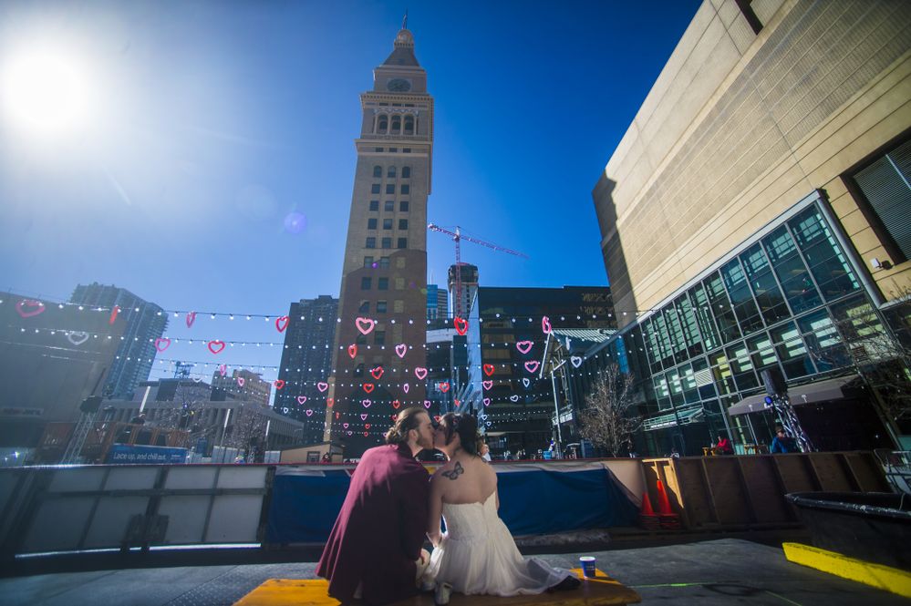 Mallory and Landon were married on February 14th at the Southwest Rink at Skyline Park in downtown Denver.